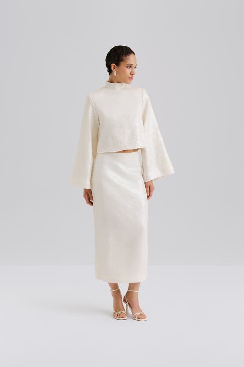 Malina Clarisse Sequin Maxi Skirt In White