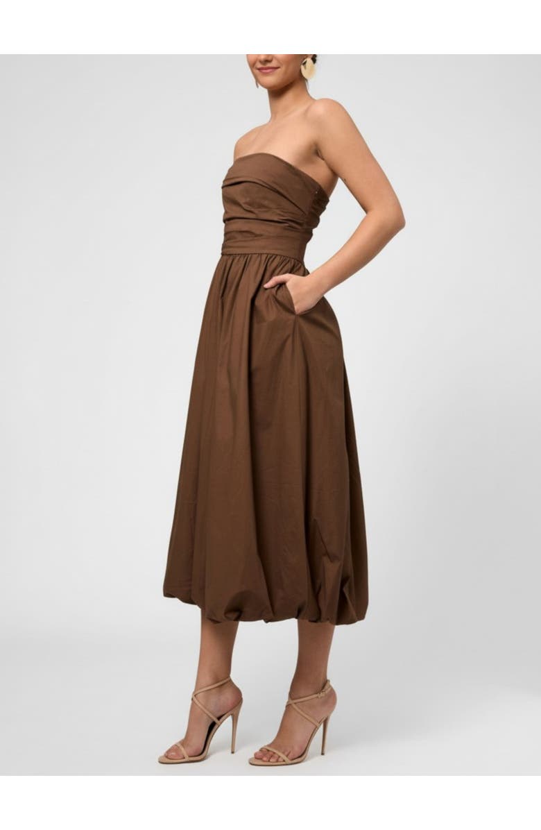 RACHEL Rachel Roy Rosalie Strapless Midi Dress, Alternate, color, Cocoa