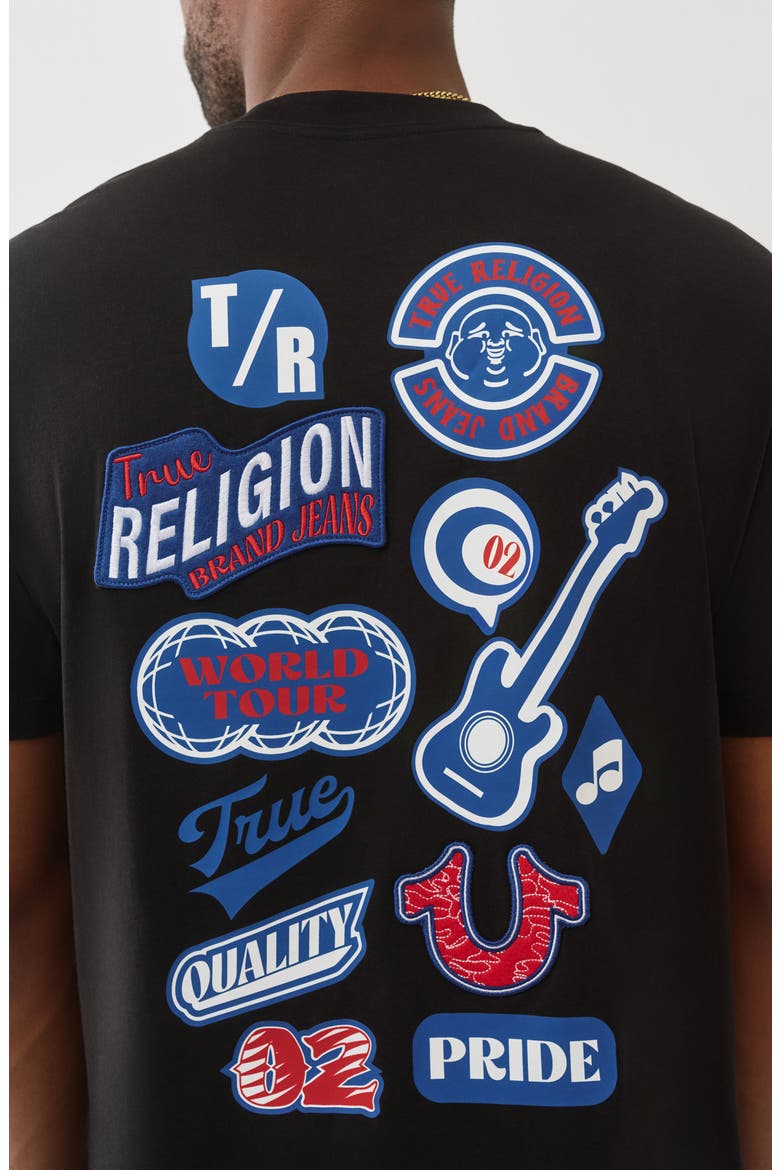Embroidered Patch Graphic T-Shirt, Alternate, color, JET BLACK