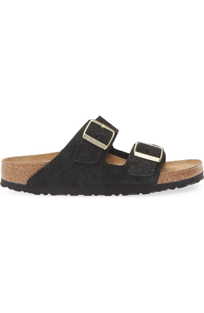 Birkenstock Arizona Shimmer Slide Sandal, Alternate, color, Black Shimmering