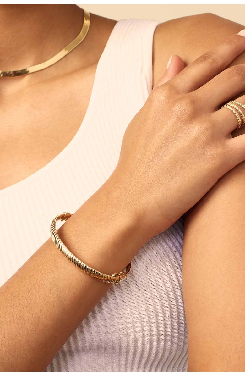 Oradina 14K Yellow Gold Cobra Bangle, Alternate, color, Yellow Gold