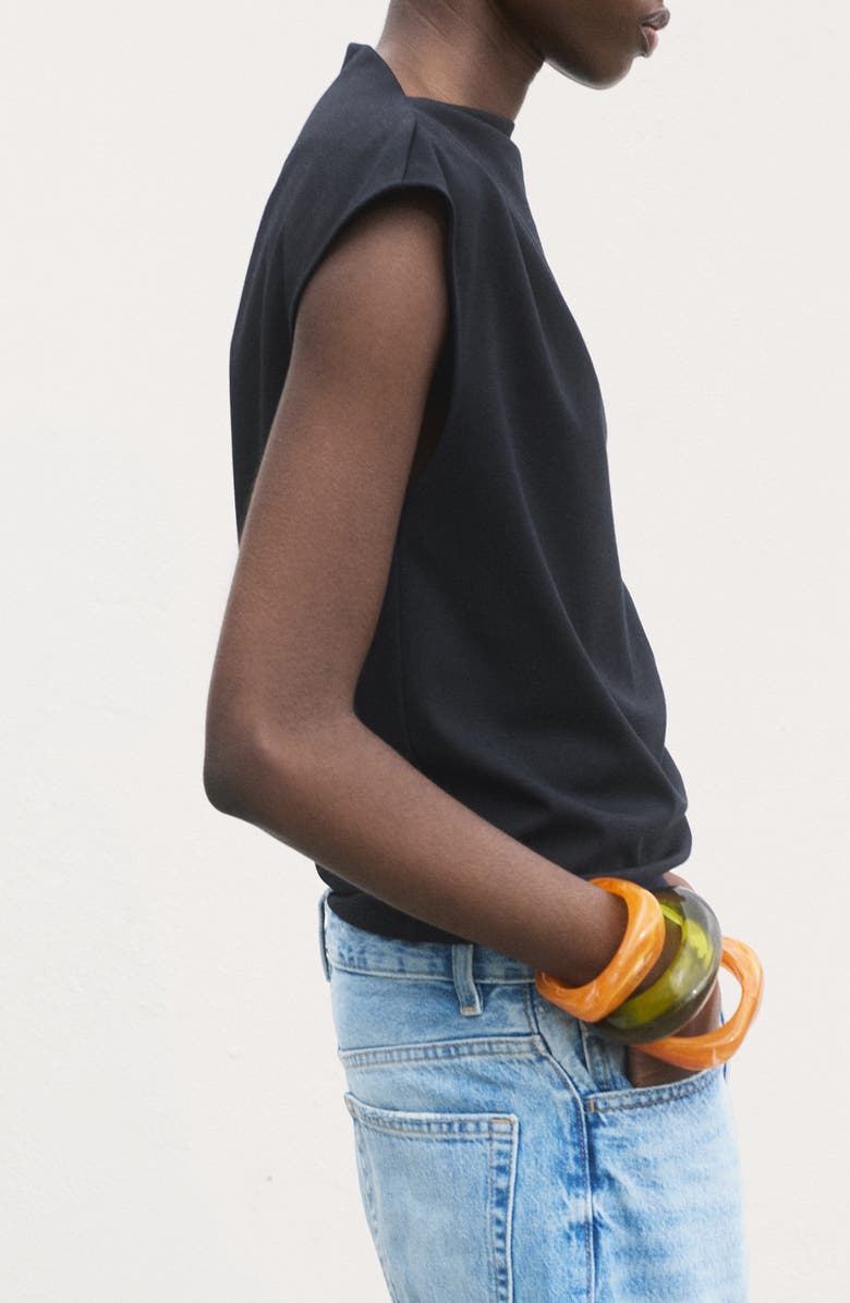 MANGO Pleated Asymmetric Top, Alternate, color, Navy