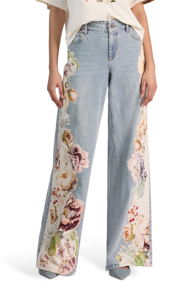Amazing Floral Appliqué Baggy Jeans, Main, color, SIERRA VINTAGE/ MULTI