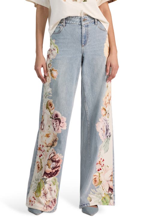 Amazing Floral Appliqué Baggy Jeans