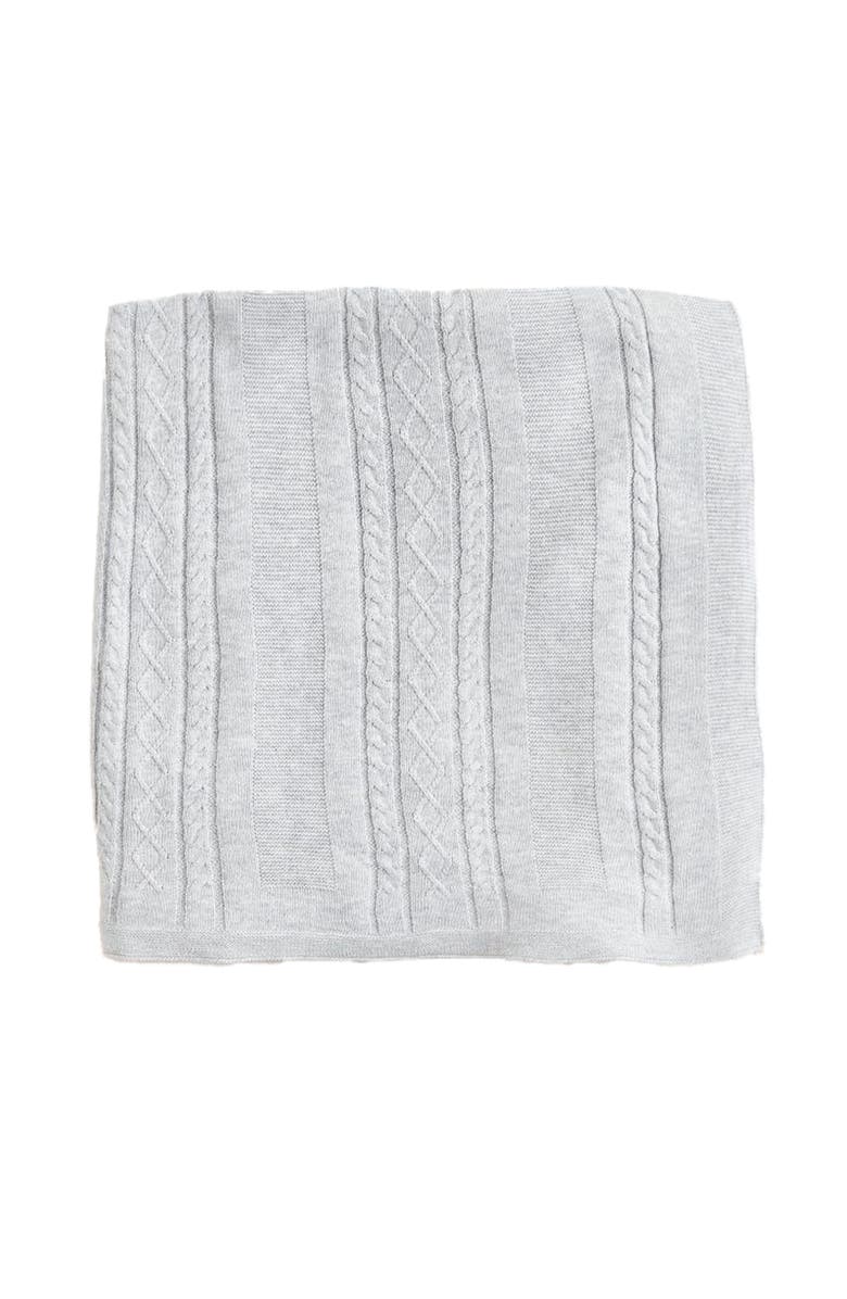 Babycottons Premium Cotton My First Knit Knitted Blanket for Infant, Main, color, Grey