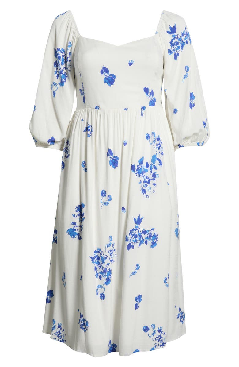 SUGARLIPS Mildred Floral Granger Midi Dress, Alternate, color, White Blue