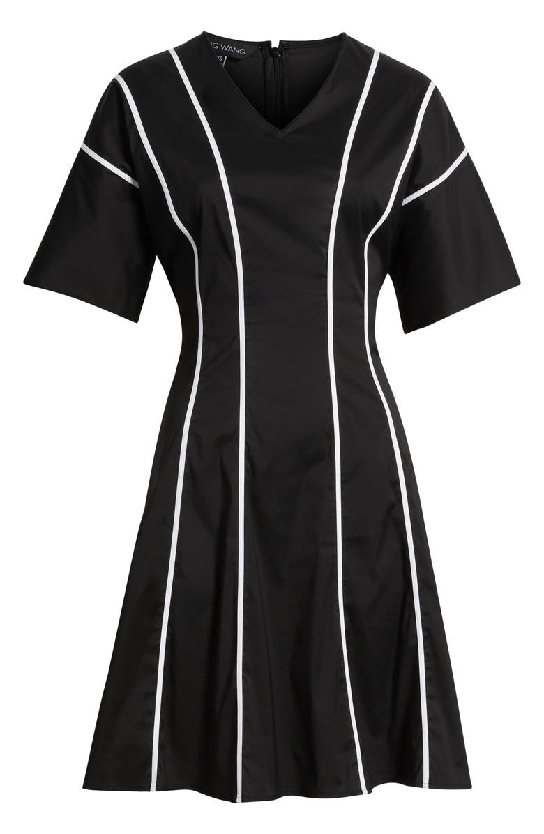 Ming Wang Stripe Flare Dress, Alternate, color, Black/ White