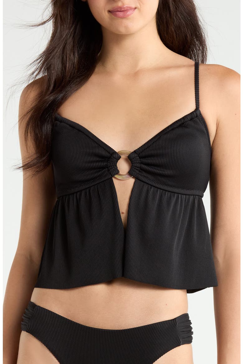 Shirred Tankini Top, Main, color, BLACK