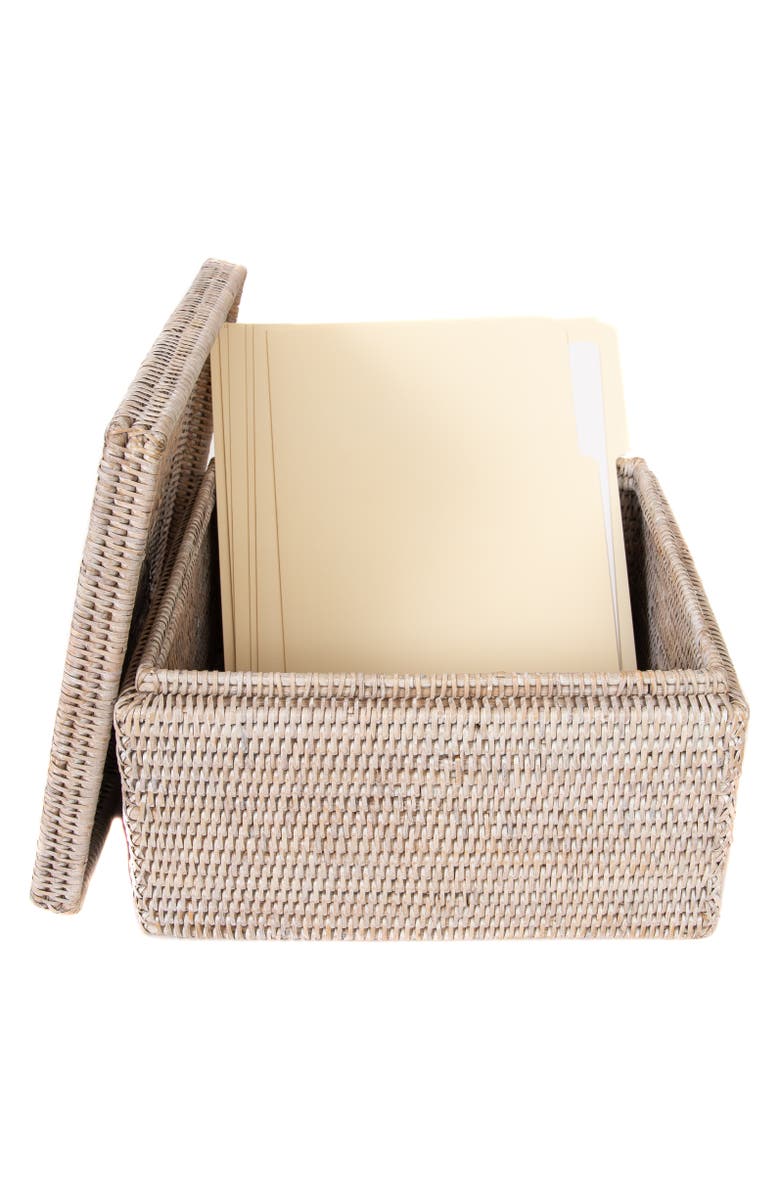 Artifacts Trading Company<sup>™</sup> Artifacts Rattan Storage Box with Lid - Flat File Organizer, Alternate, color, White Wash