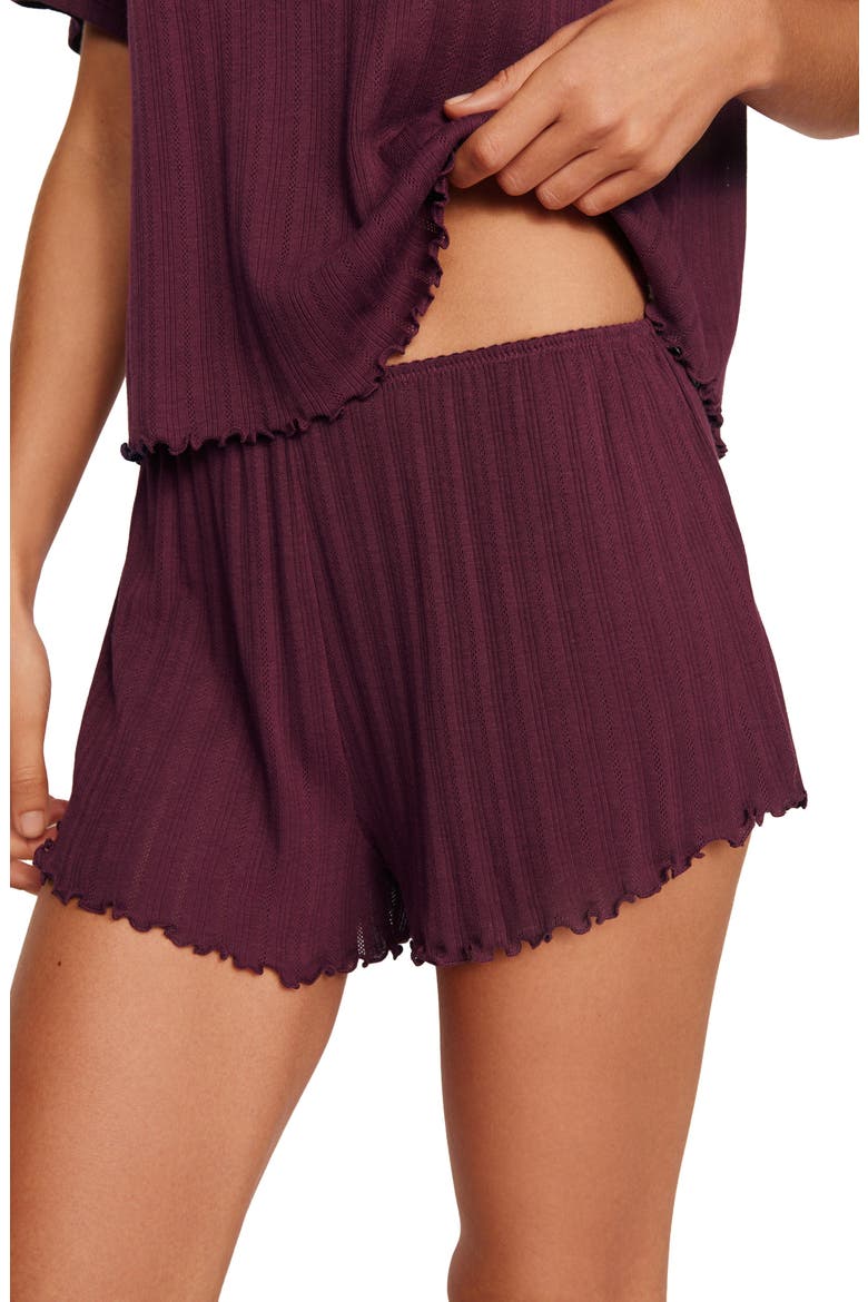 Pointelle Rib Pajama Shorts, Main, color, WILDBERRY
