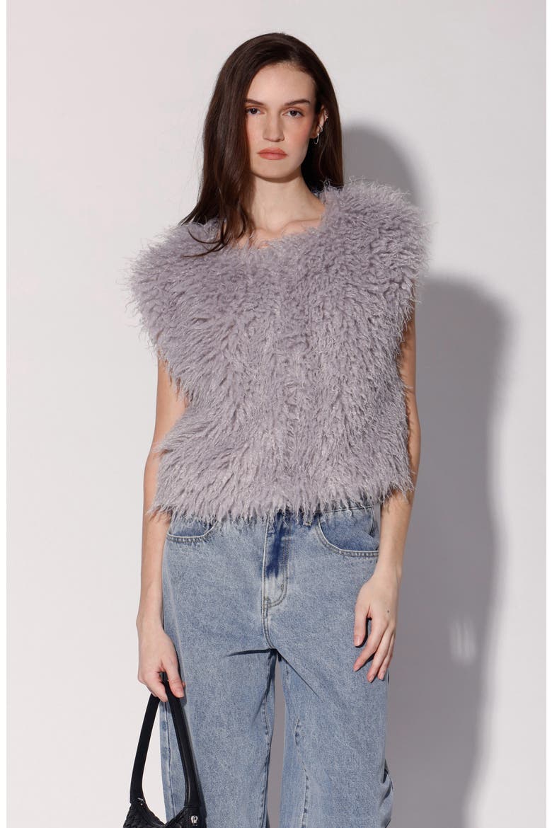 Bellamy Faux Fur Vest, Alternate, color, LIGHT GREY