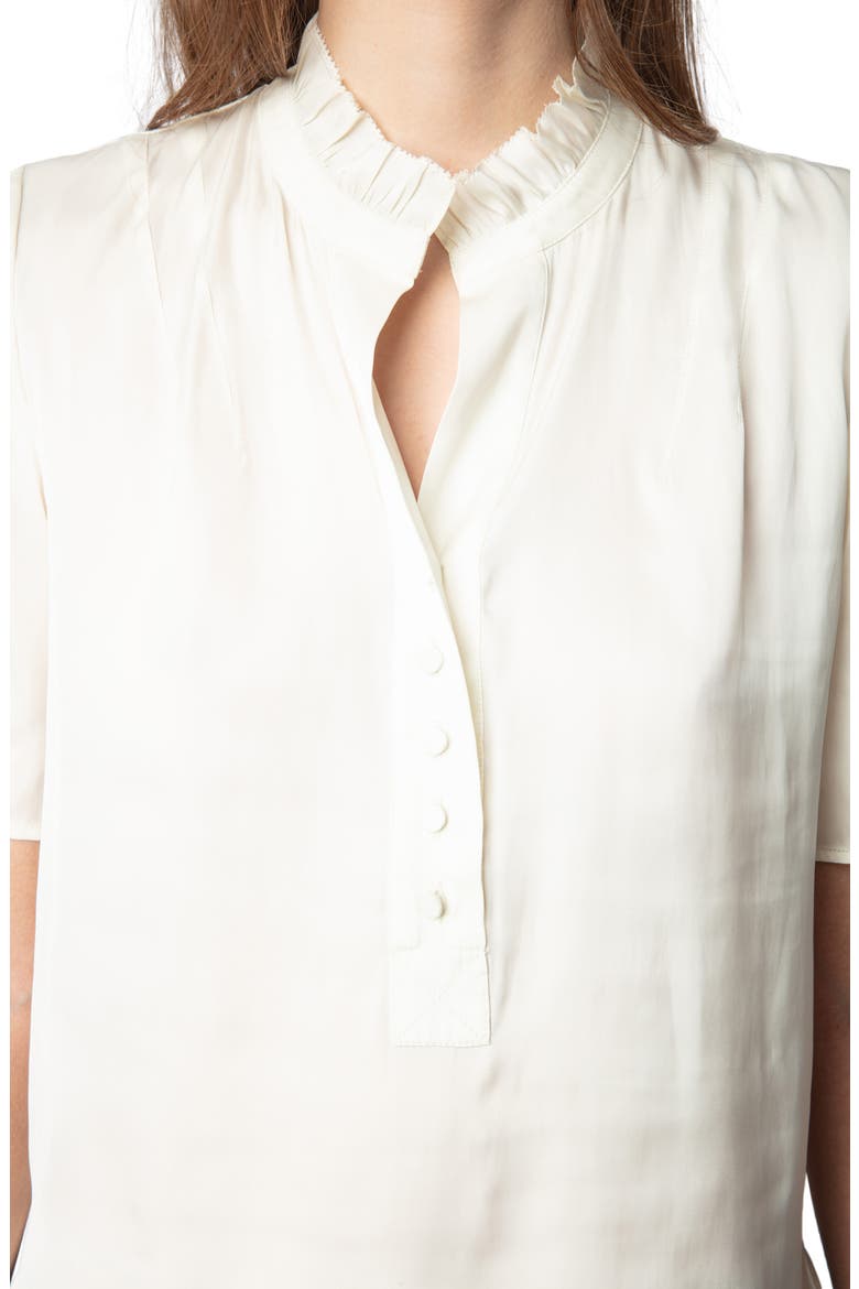 Topher Ruffle Neck Satin Popover Top, Alternate, color, FLAKE