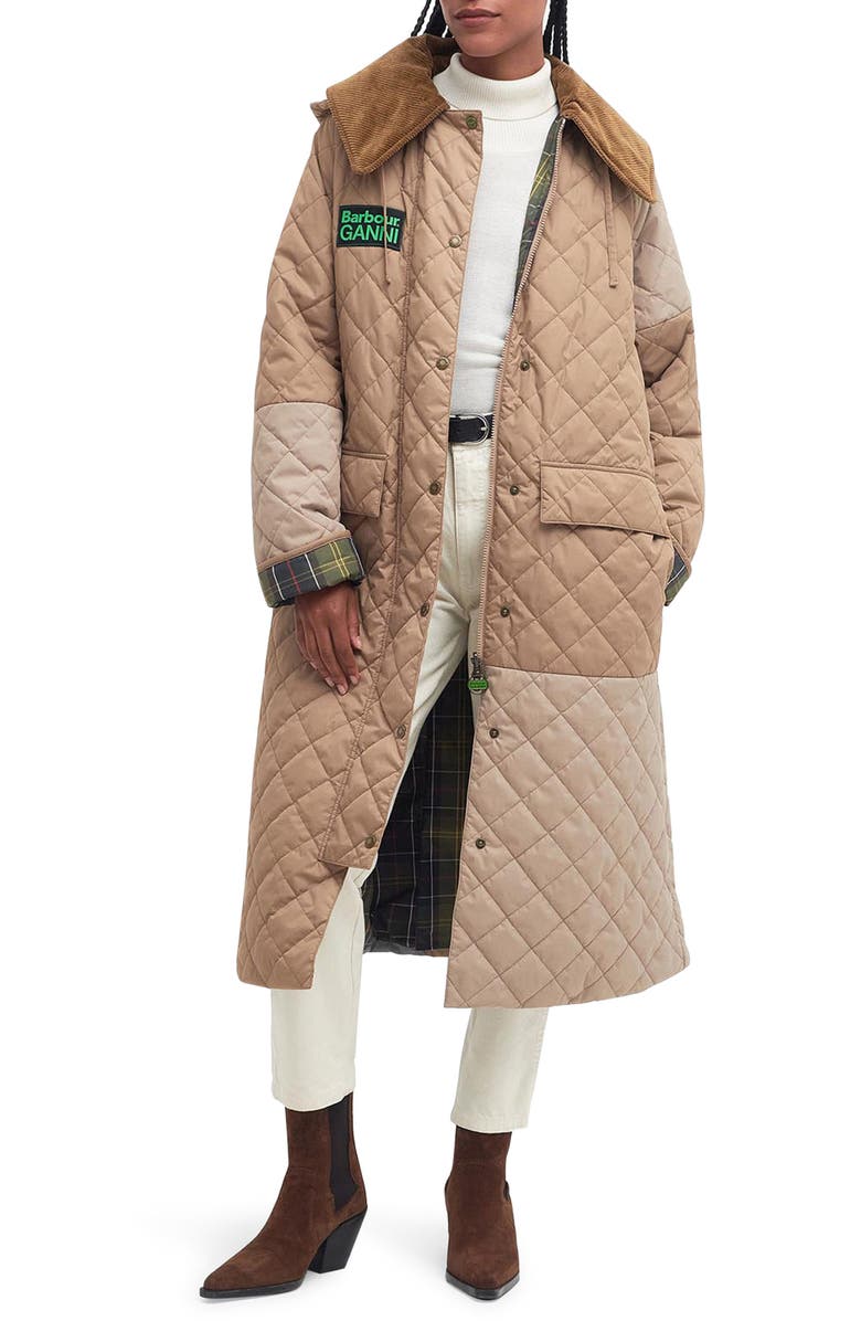 BARBOUR X GANNI Burghley Oversize Quilted Coat, Main, color,