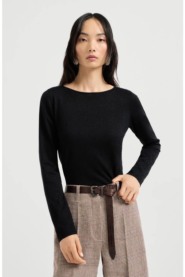 Cashmere and silk Sparkling sweater, Main, color, Black