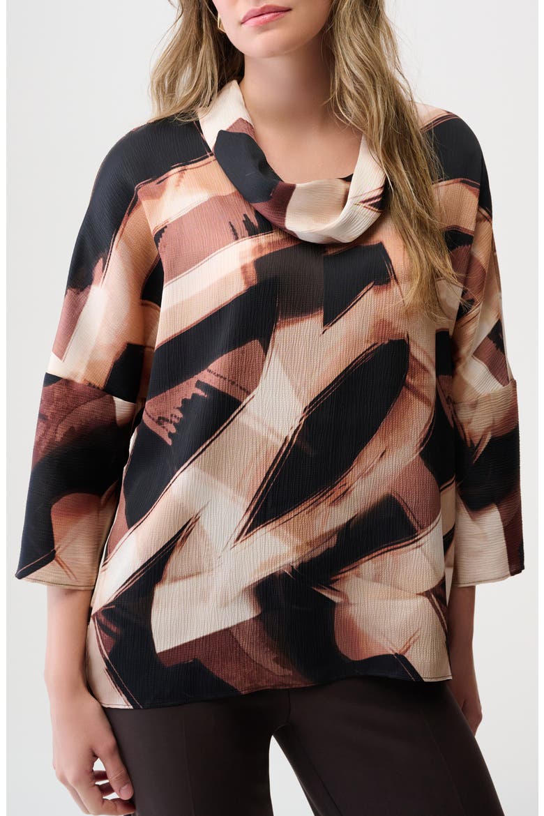 Stand Away Collar Bubble Satin Top, Main, color, BLACK/ BROWN