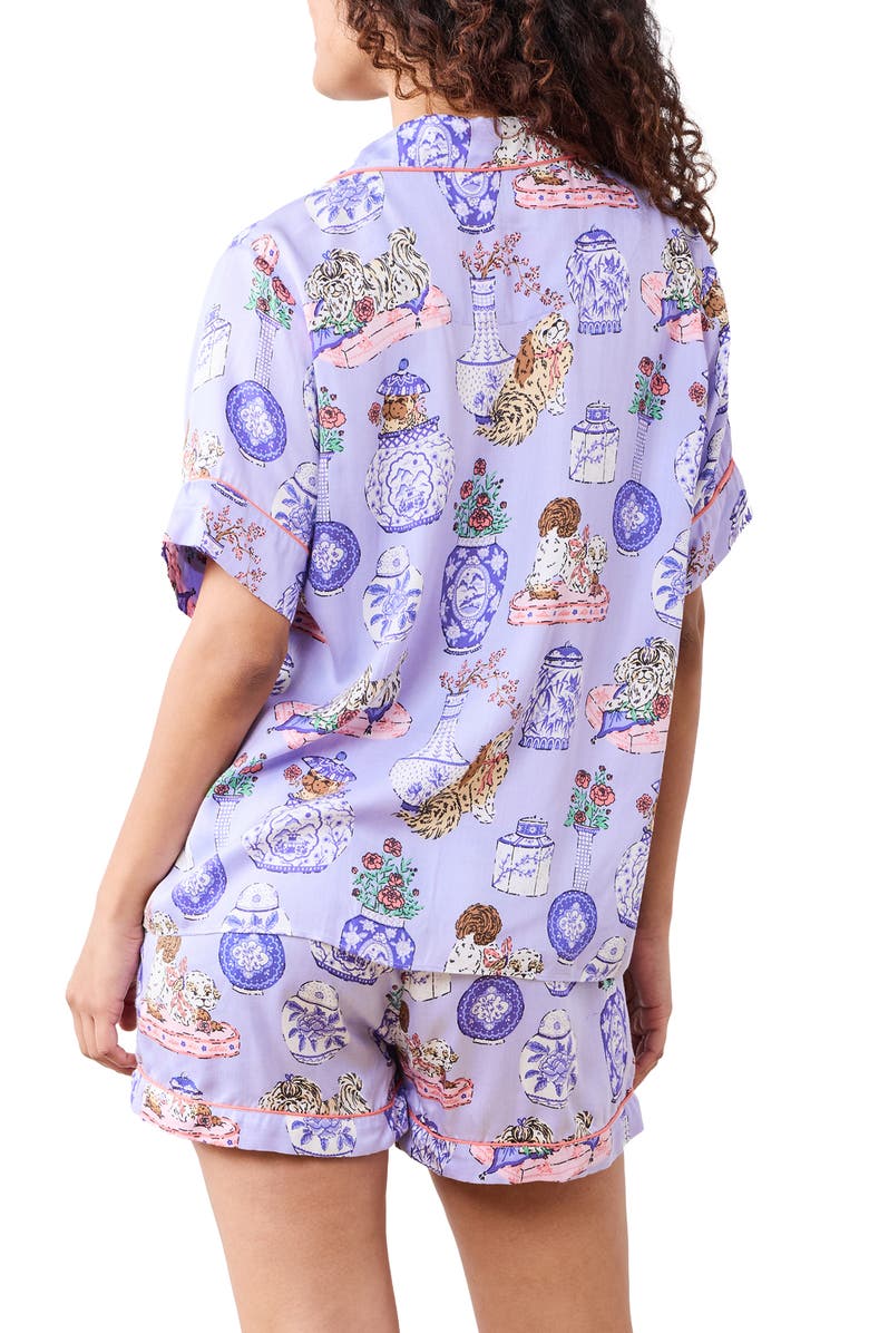 Printfresh Mixed Print Satin Short Pajamas, Alternate, color, Lavender Glaze