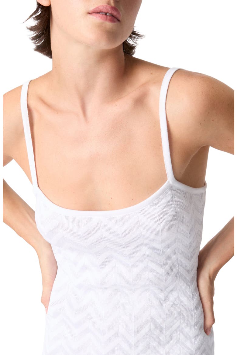 Mini Dress In Cotton And Viscose Chevron, Alternate, color, White