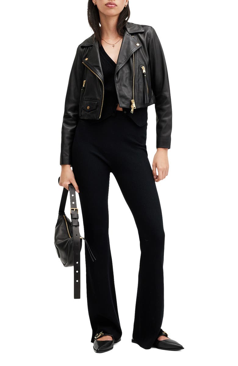 AllSaints Elora Biker Jacket, Alternate, color, Black/ Gold