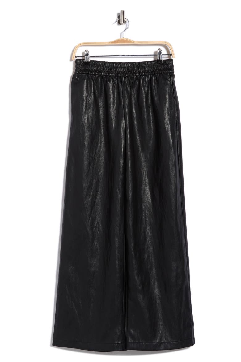 Faux Leather Wide Leg Pants, Alternate, color, BLACK