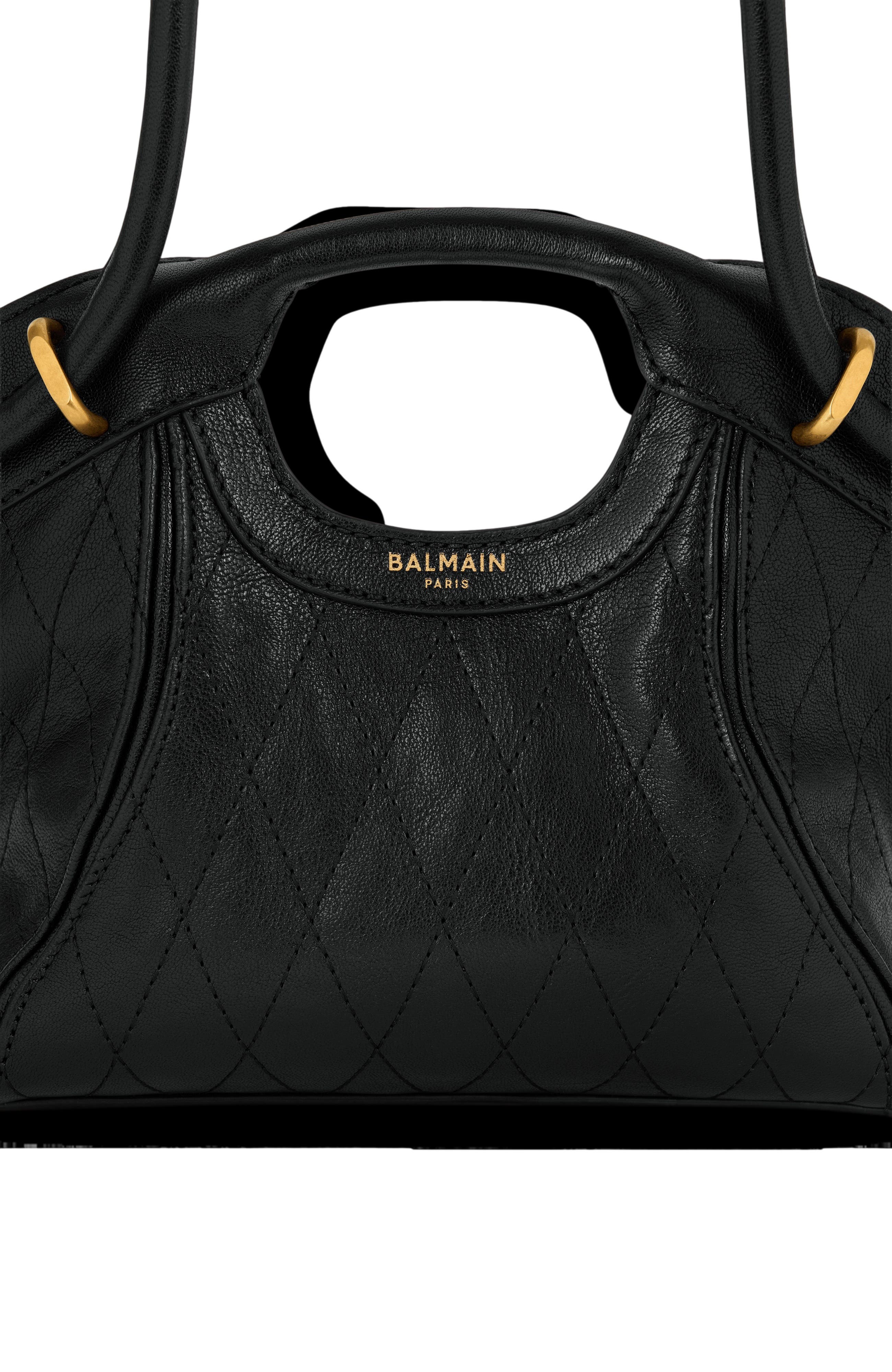 Small Tote in smooth topstitched leather, Alternate, color, black
