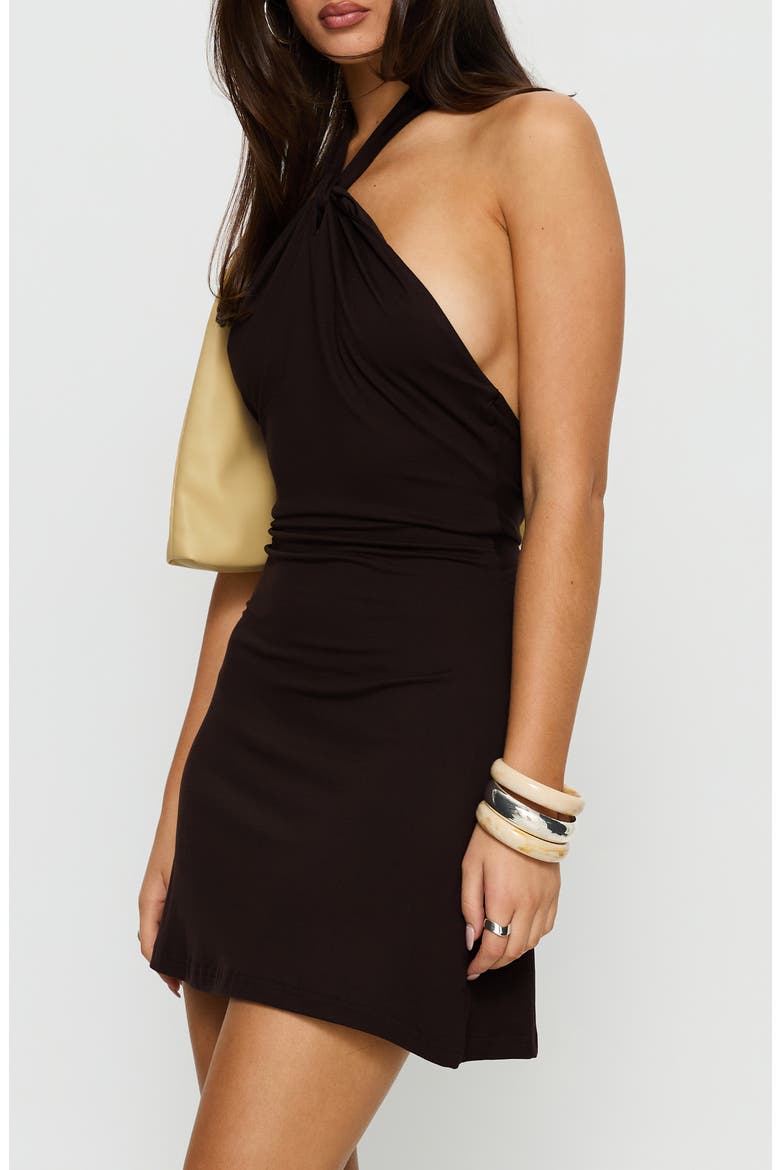 Korie Halter Minidress, Alternate, color, CHOCOLATE