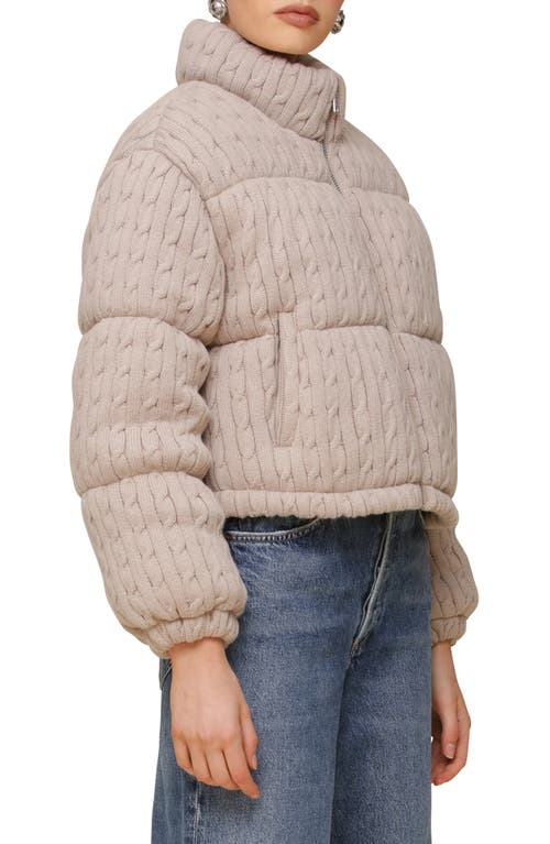 Avec Les Filles Crop Sweater Puffer Jacket In Beige