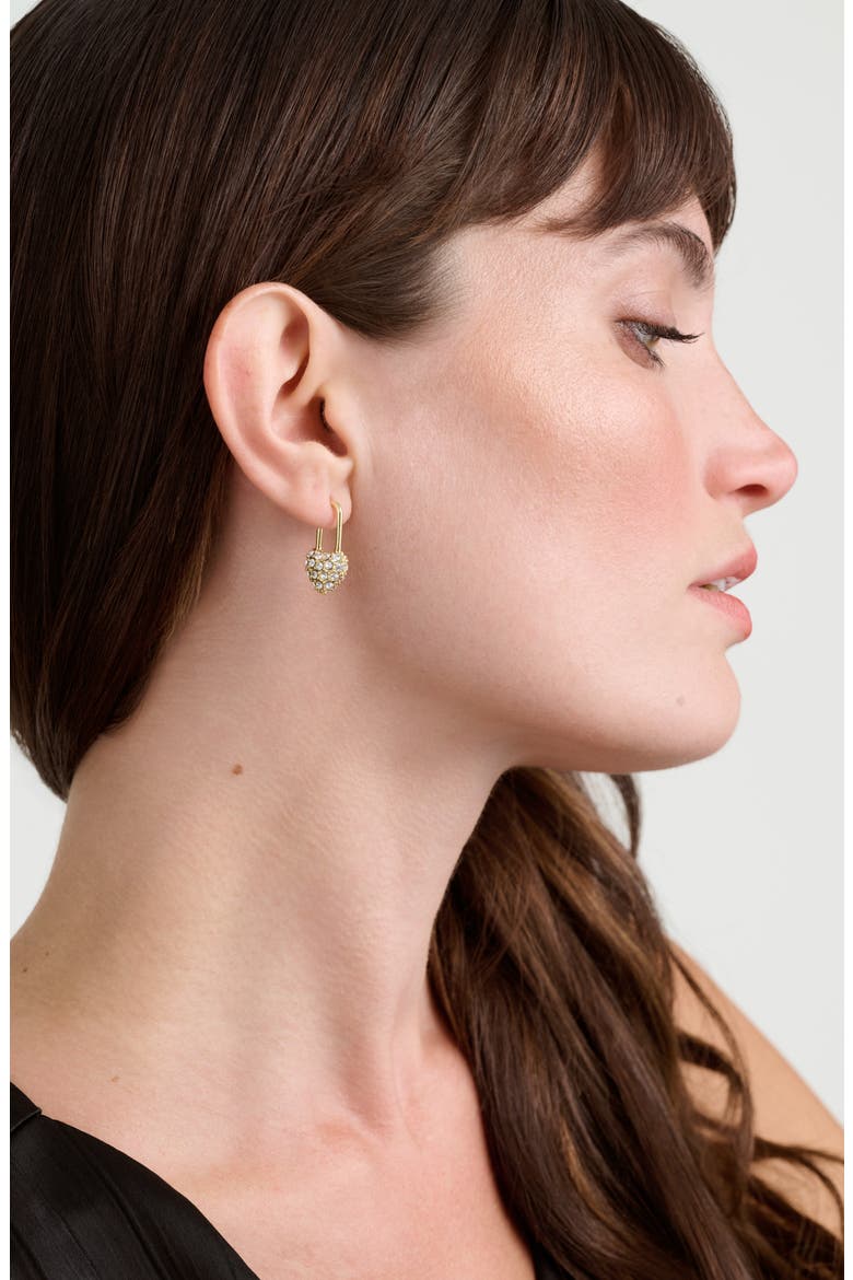 Payton Crystal Padlock Drop Earrings, Alternate, color, GOLD TONE/ CLEAR CRYSTAL