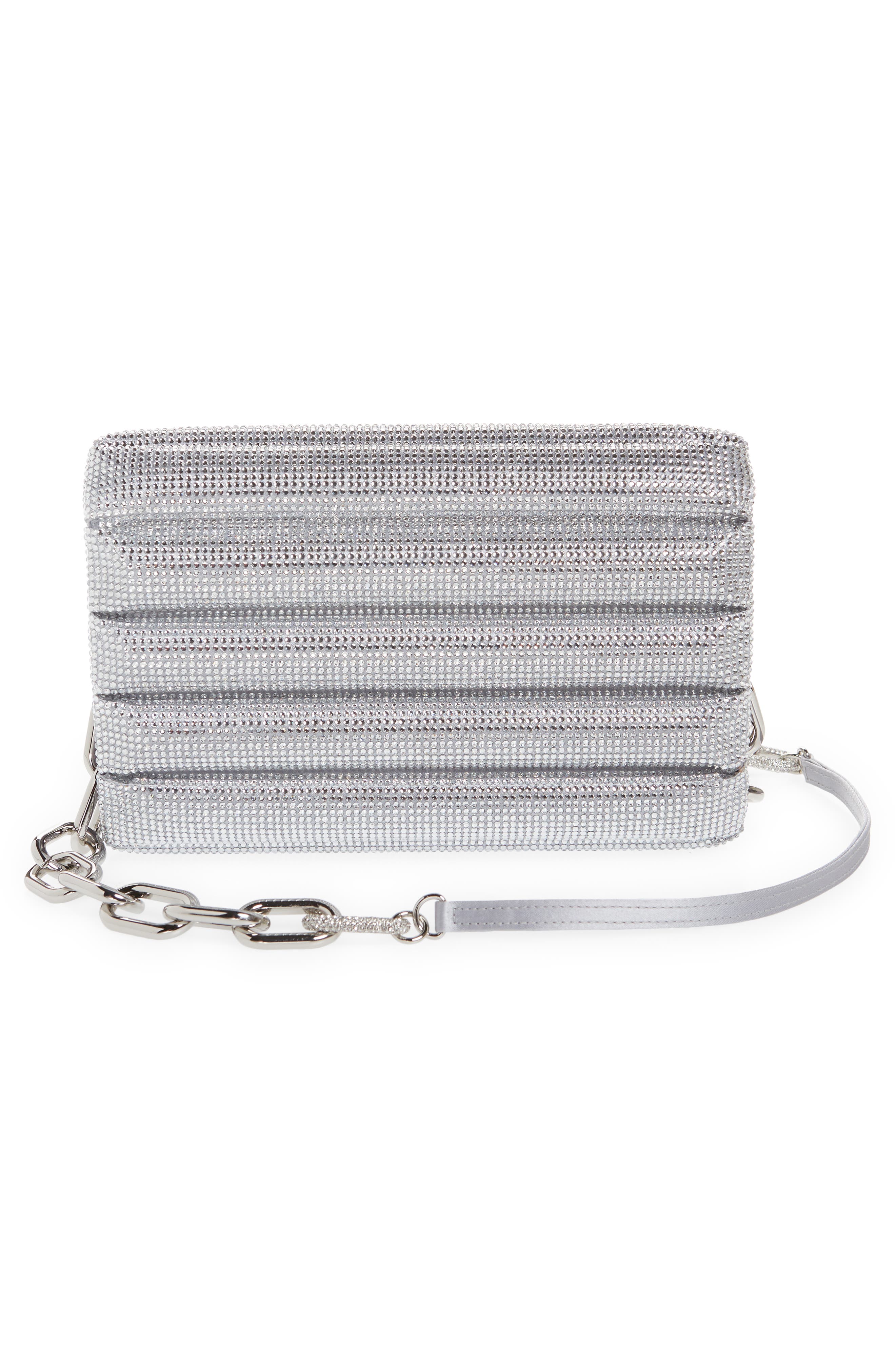Fizzoni Crystal Pillow Clutch, Alternate, color, SILVER RHINE