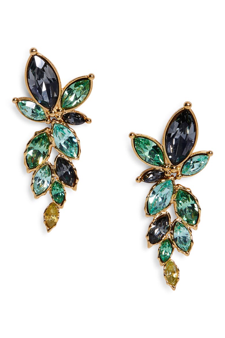 Navette Crystal Clip-On Earrings, Main, color, PERIDOT