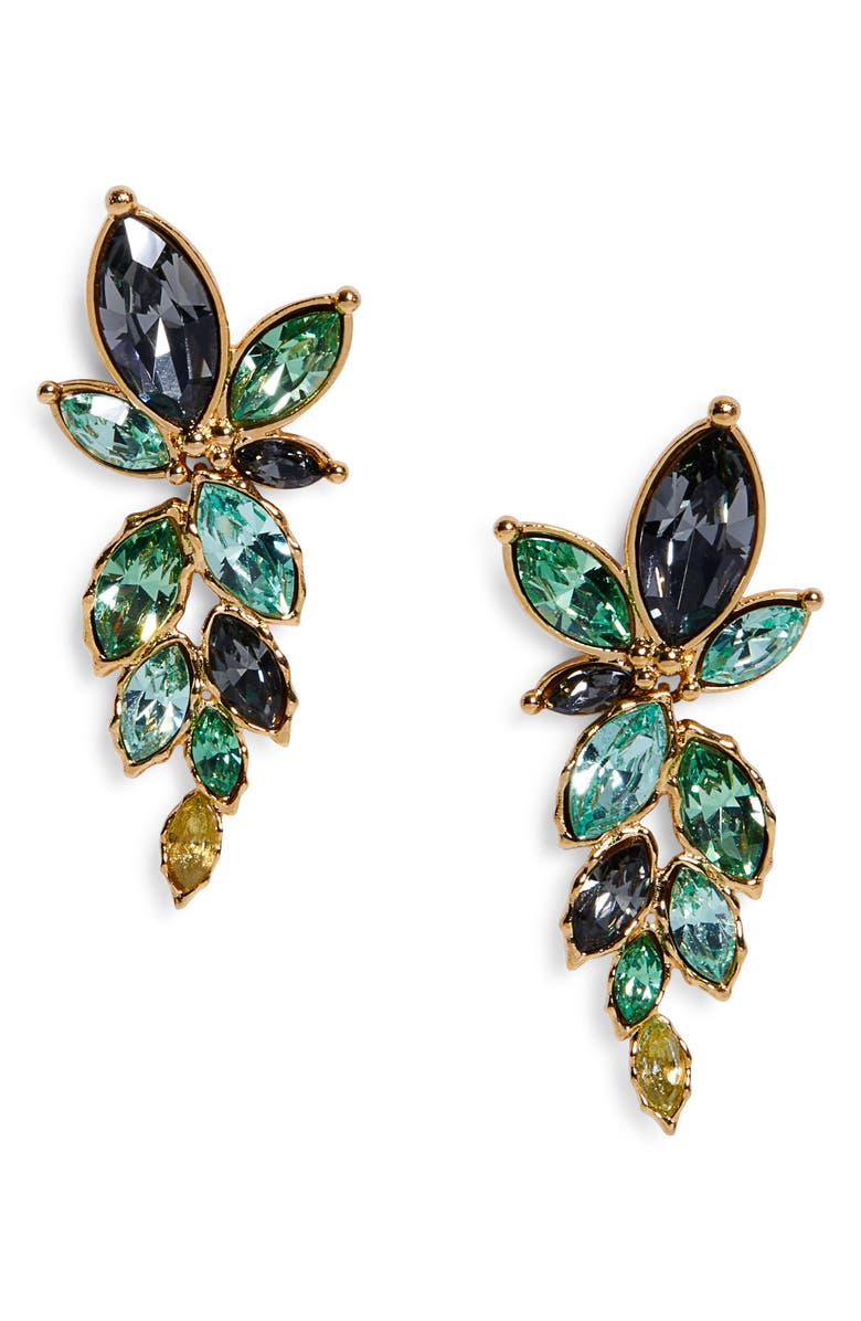 Oscar de la Renta Navette Crystal Clip-On Earrings, Main, color, Peridot