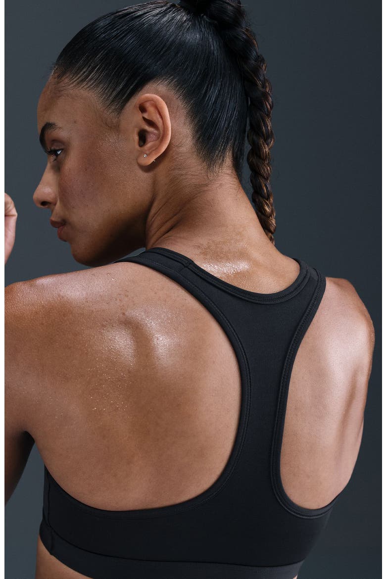 Swoosh Medium Support Dri-FIT Unpadded Sports Bra, Alternate, color, BLACK/ WHITE