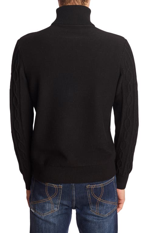 Paisley & Gray Chunky Wool-blend Turtleneck Sweater In Black