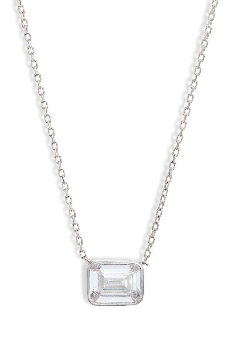 SHYMI Mini Heart Bezel Pendant Necklace, Main, color, Silver/ White/Emerald Cut