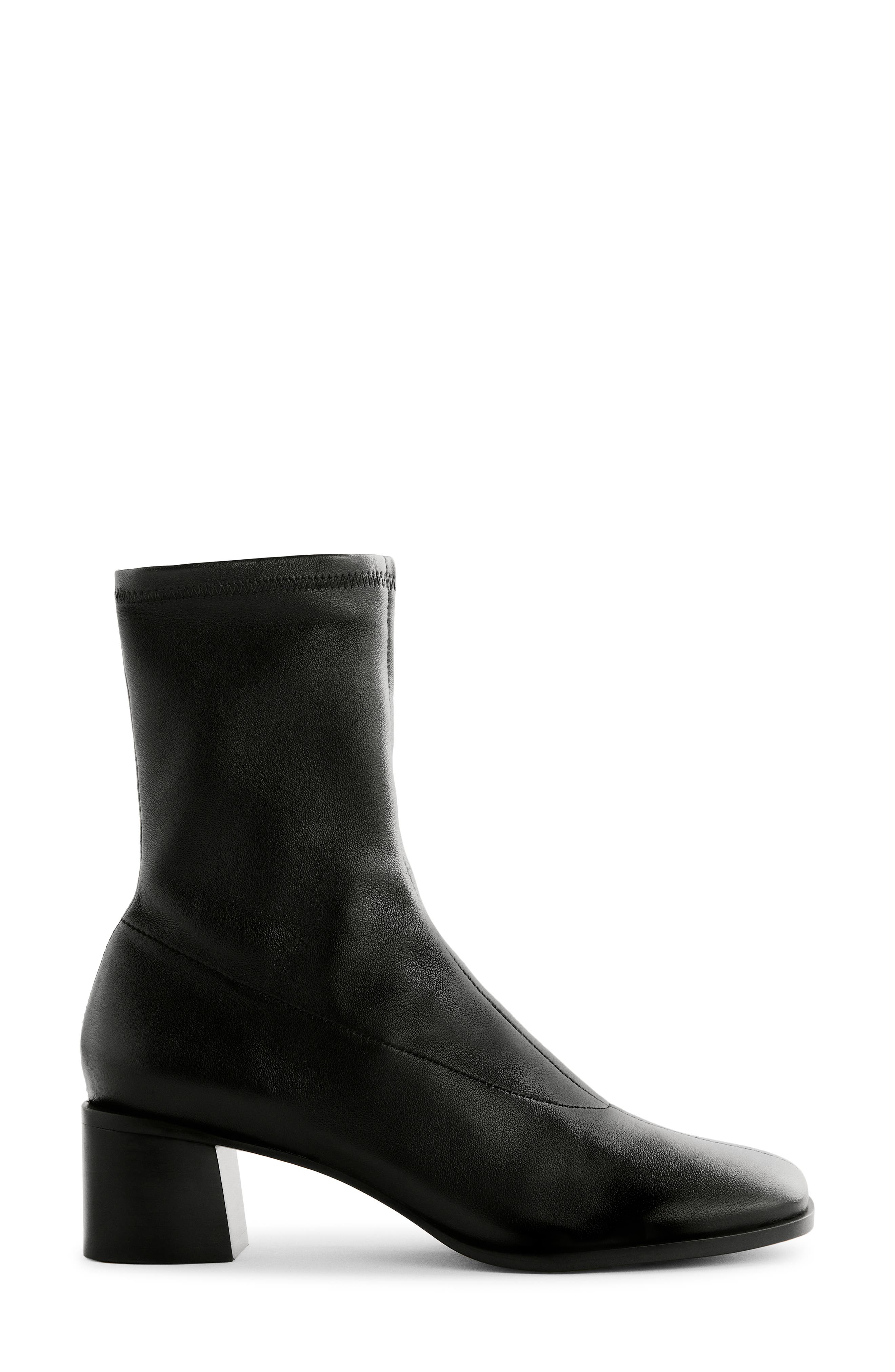 Reformation Louie Sock Bootie, Alternate, color, Black Leather