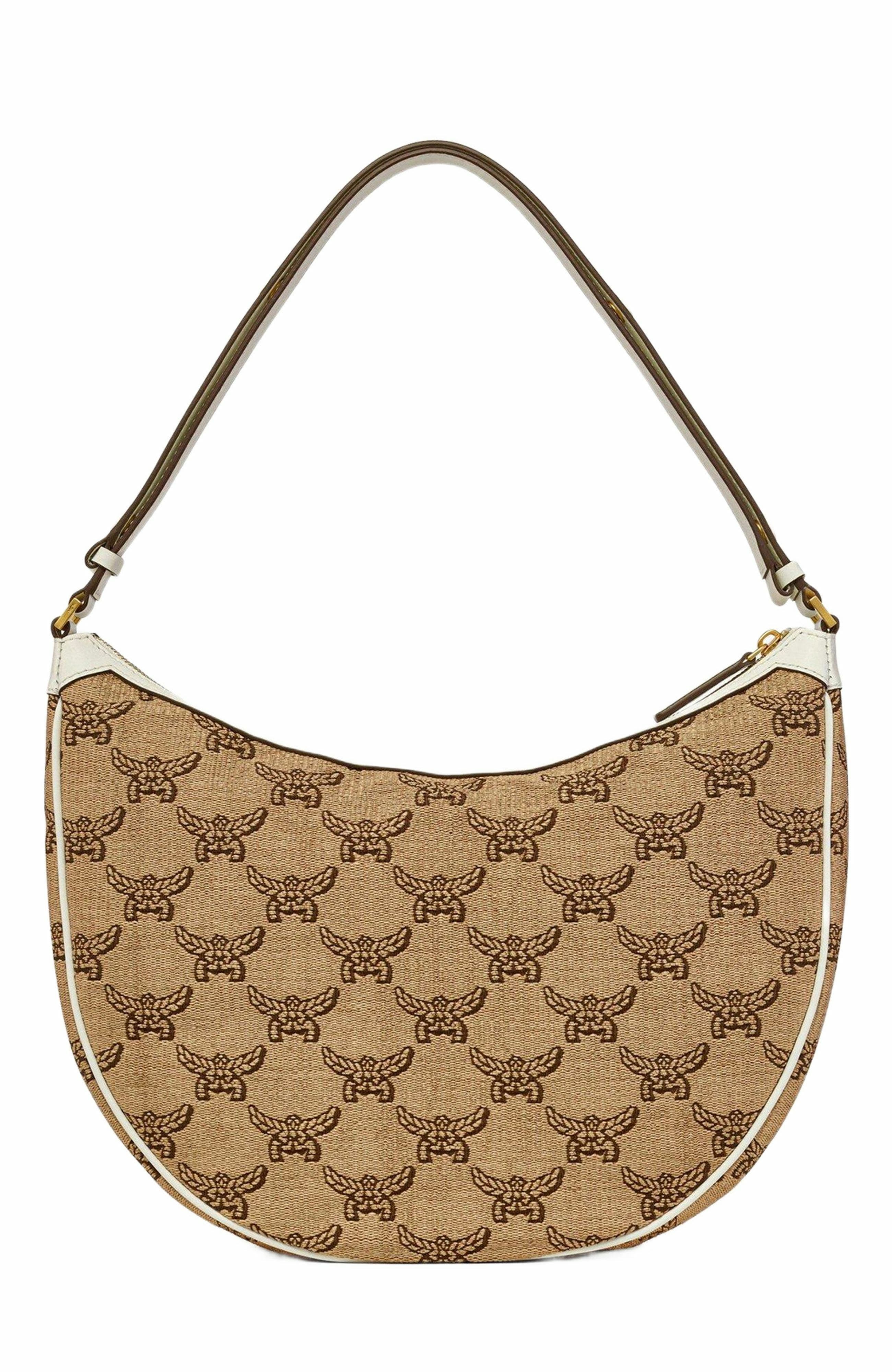 MCM Himmel Ascending Moon Hobo in Lauretos Raffia Jacquard, Alternate, color, 