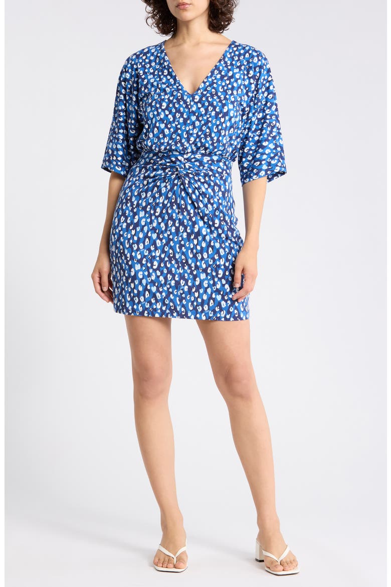 Adalyn Dolman Sleeve Twist Front Minidress, Main, color, STAR LIGHT NAVY