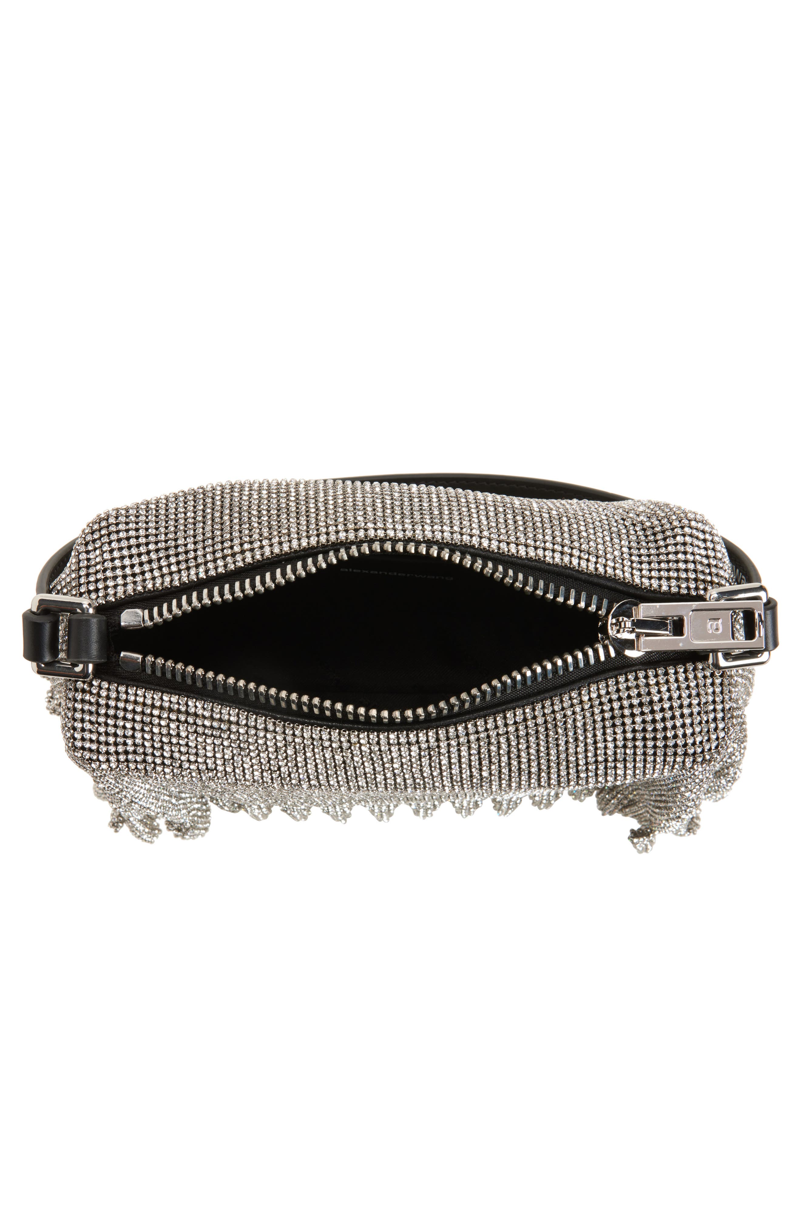 Alexander Wang Divina Crystal Mesh Pochette Top Handle Bag, Alternate, color, Silver