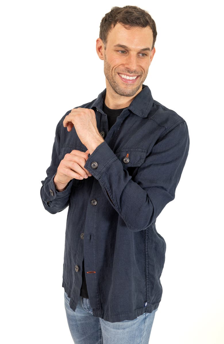 PINO BY PINOPORTE Linen Overshirt, Alternate, color, Navy