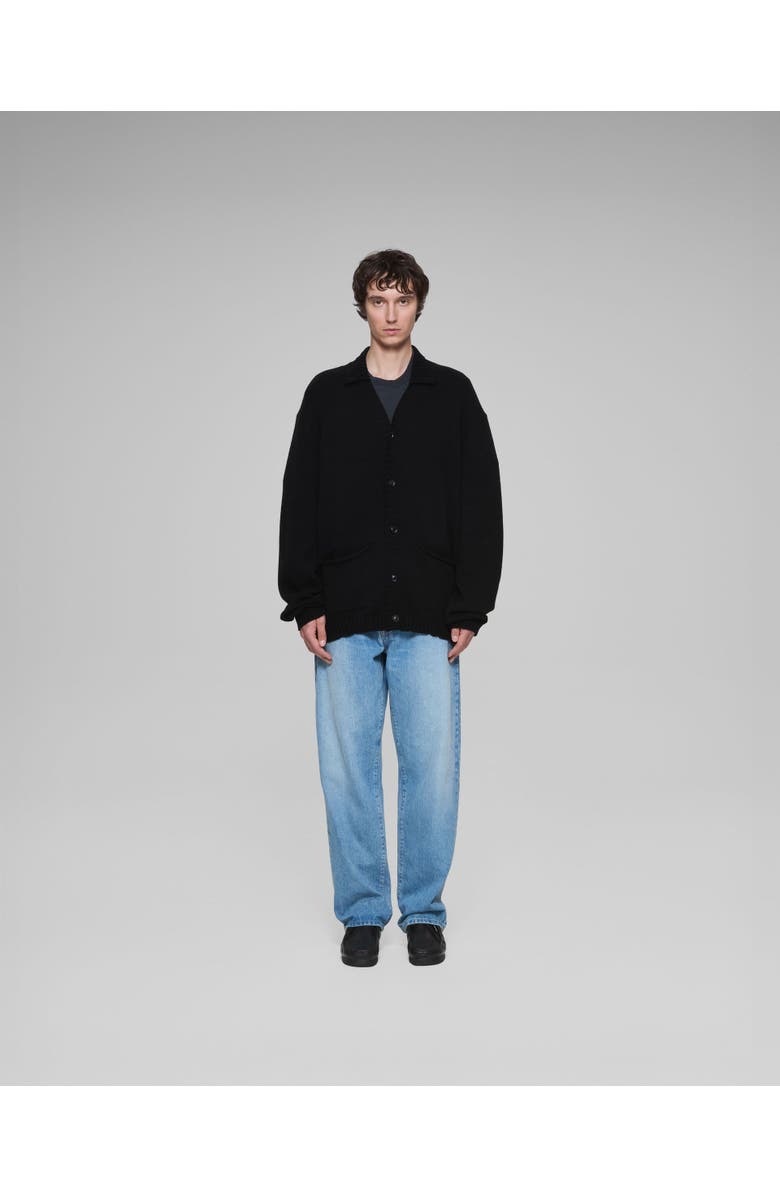 vowels Cashmere Blend Shirt Cardigan, Alternate, color, Black