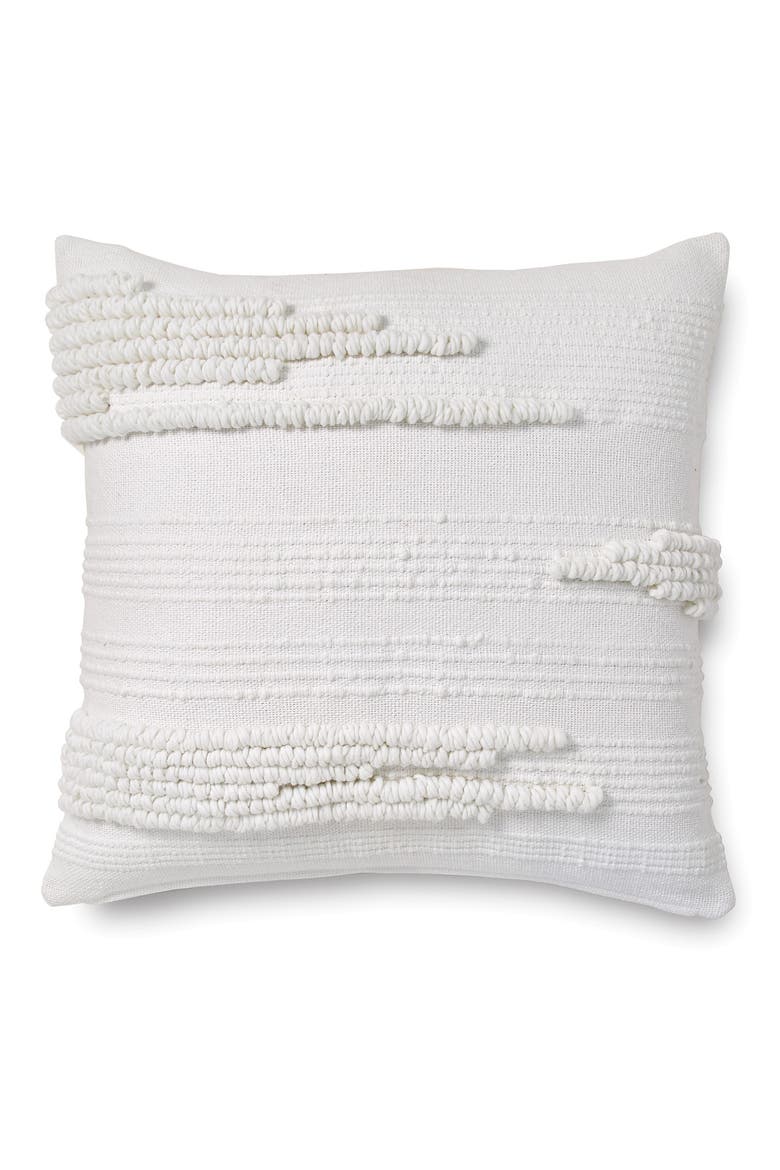 Textured Stripe Cotton Accent Pillow, Main, color, WHITE