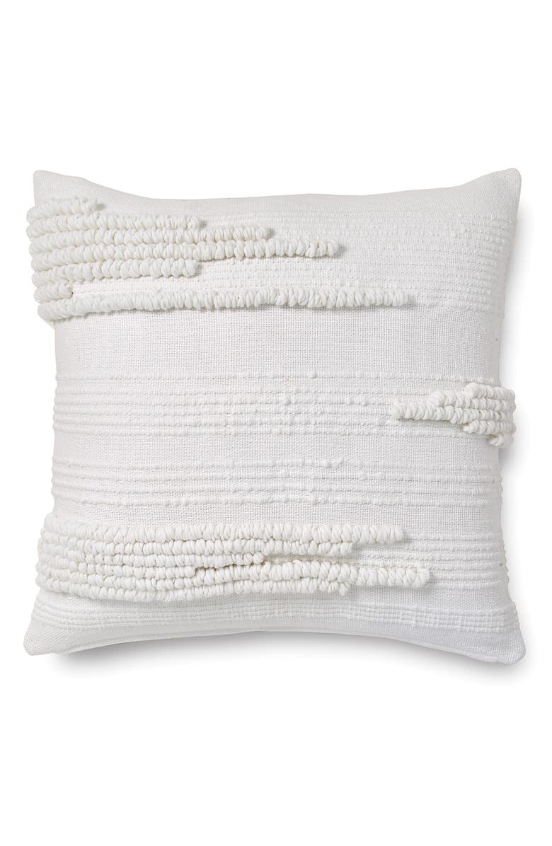 DKNY Textured Stripe Cotton Accent Pillow, Main, color, White