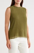 Calvin Klein Pleat Mock Neck Sleeveless Top
