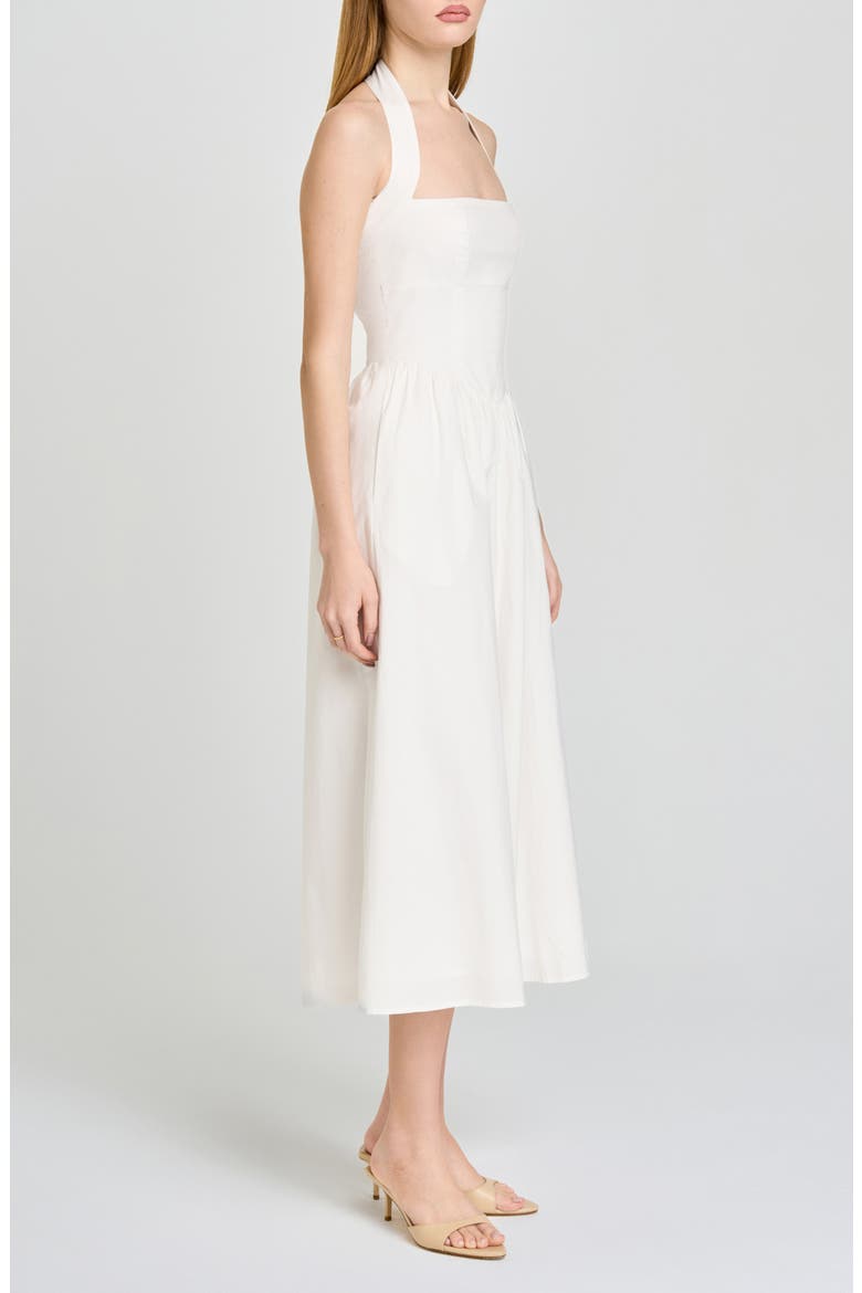 Camellia Halter Neck Stretch Cotton Midi Dress, Alternate, color, IVORY