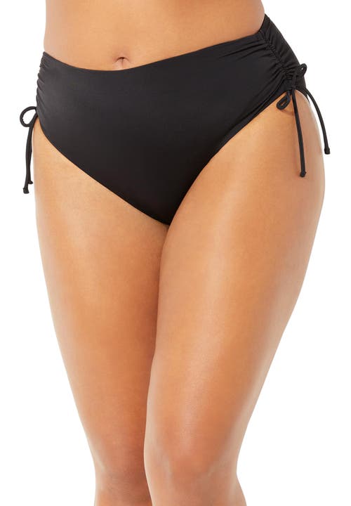 Swimsuits For All Virtuoso Ruched Side Tie Bikini Bottom In Black