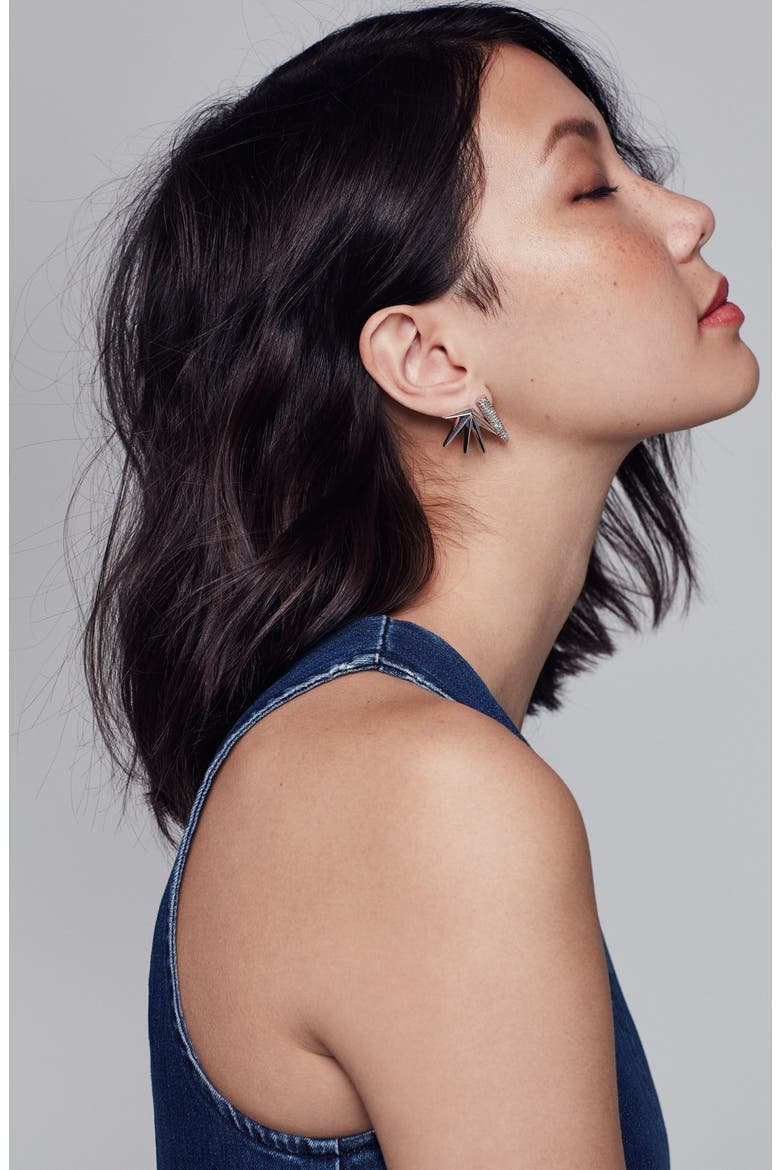 Mini Pavé Spike Drop Earrings, Alternate, color, ROSE GOLD