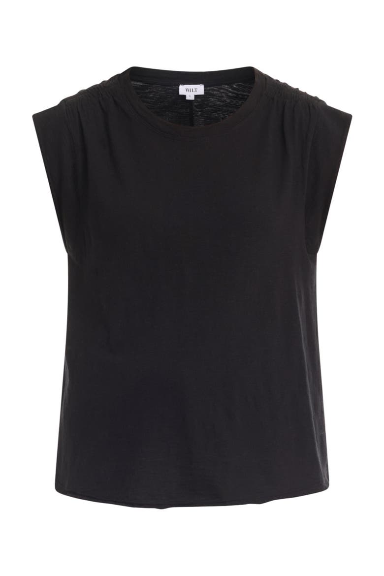 Ruched Shoulder Tee, Alternate, color, Black