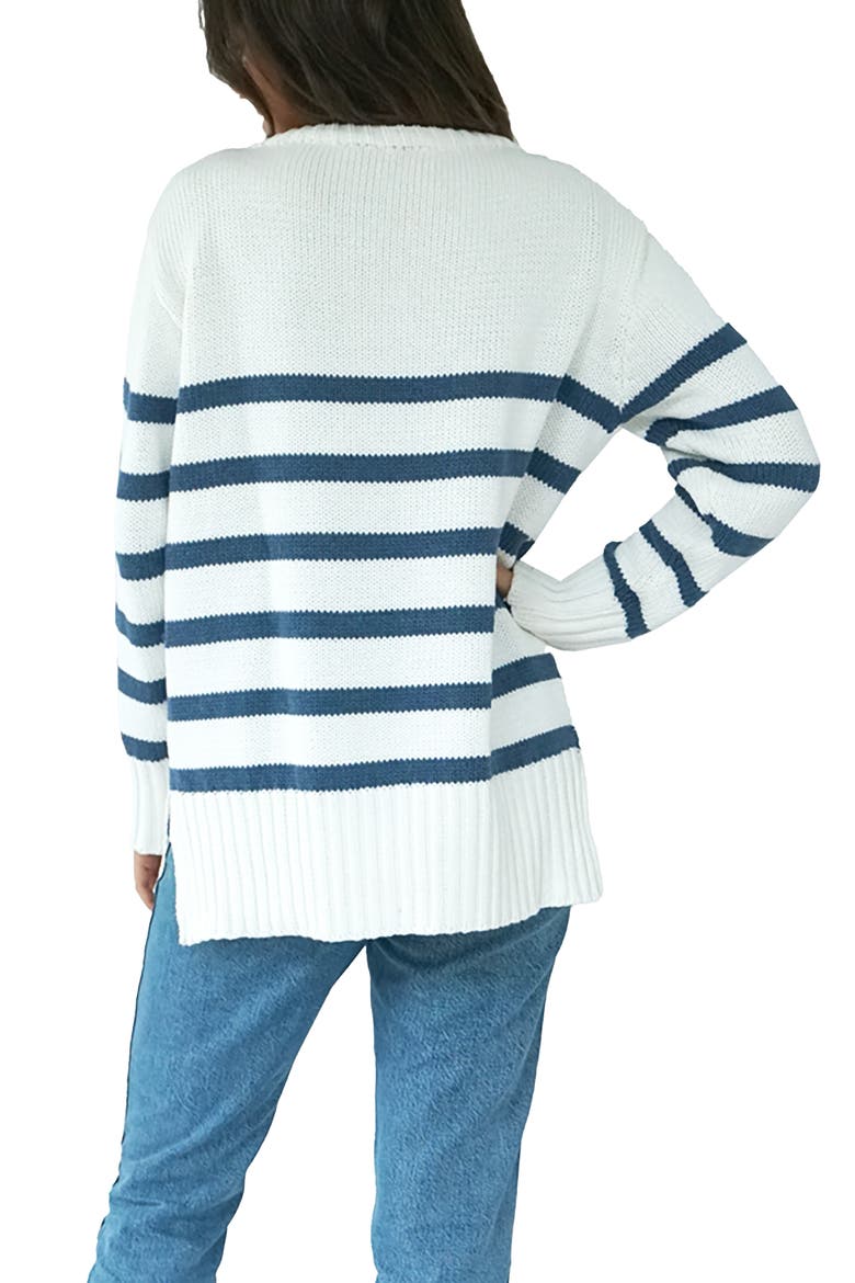 Jodi Stiped Sweater Tunic, Alternate, color, Indigo Stripe