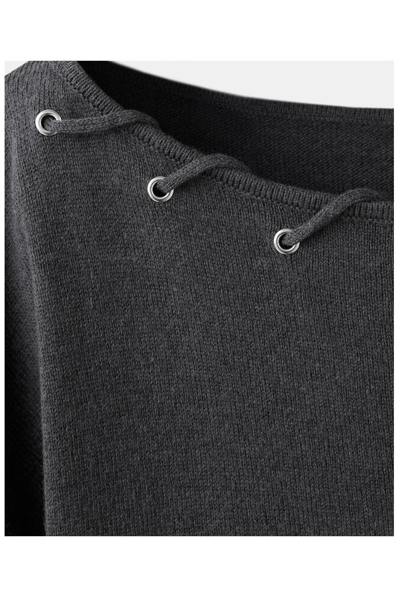 Boat Neck Lace-up Sweater, Alternate, color, CHARCOAL