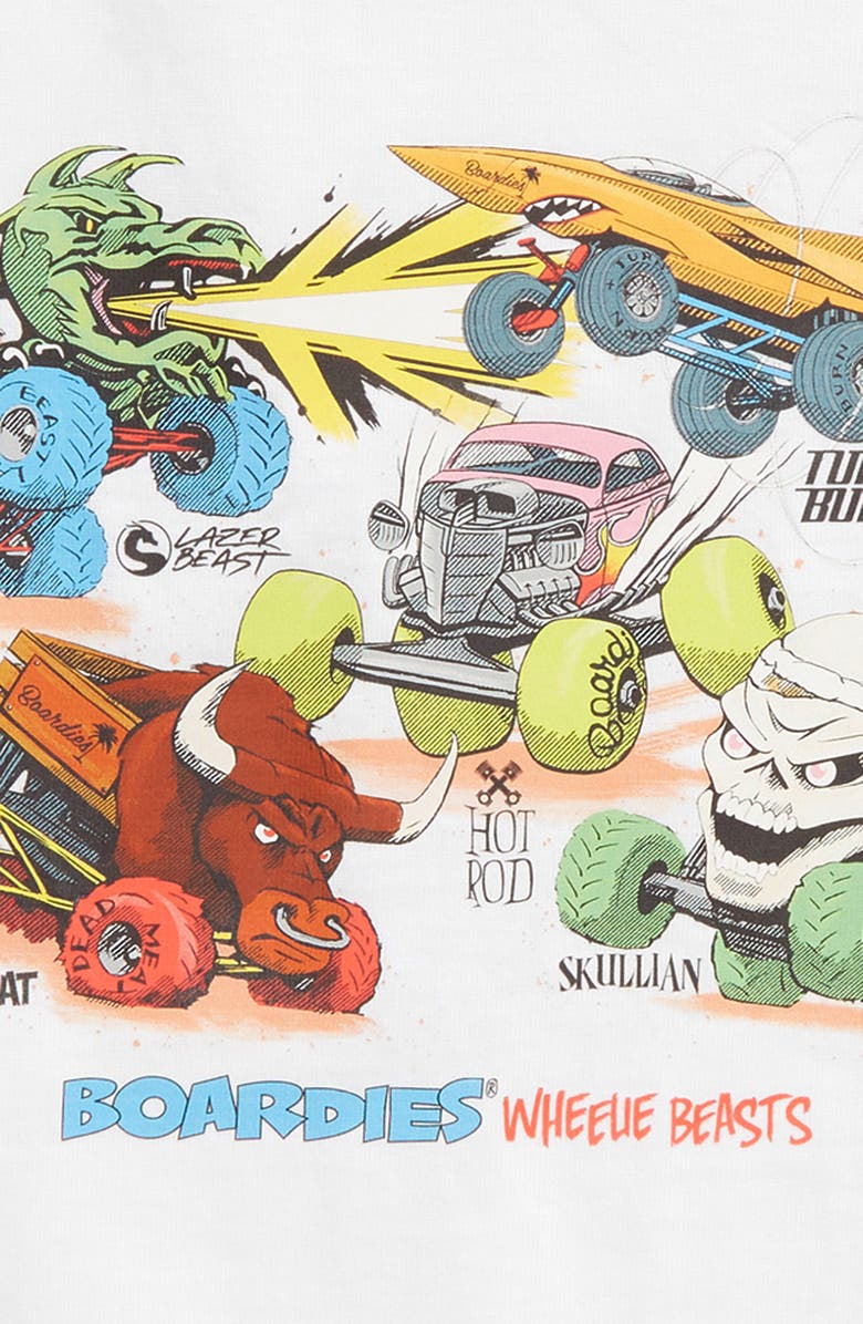 Boardies Kids' Wheelie Beasts Organic Cotton Graphic T-Shirt, Alternate, color, White