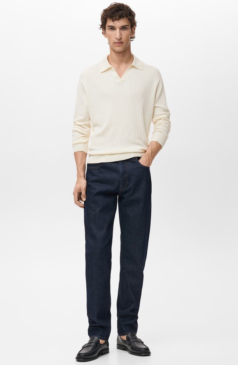 MANGO Rib Polo Sweater, Alternate, color, Off White